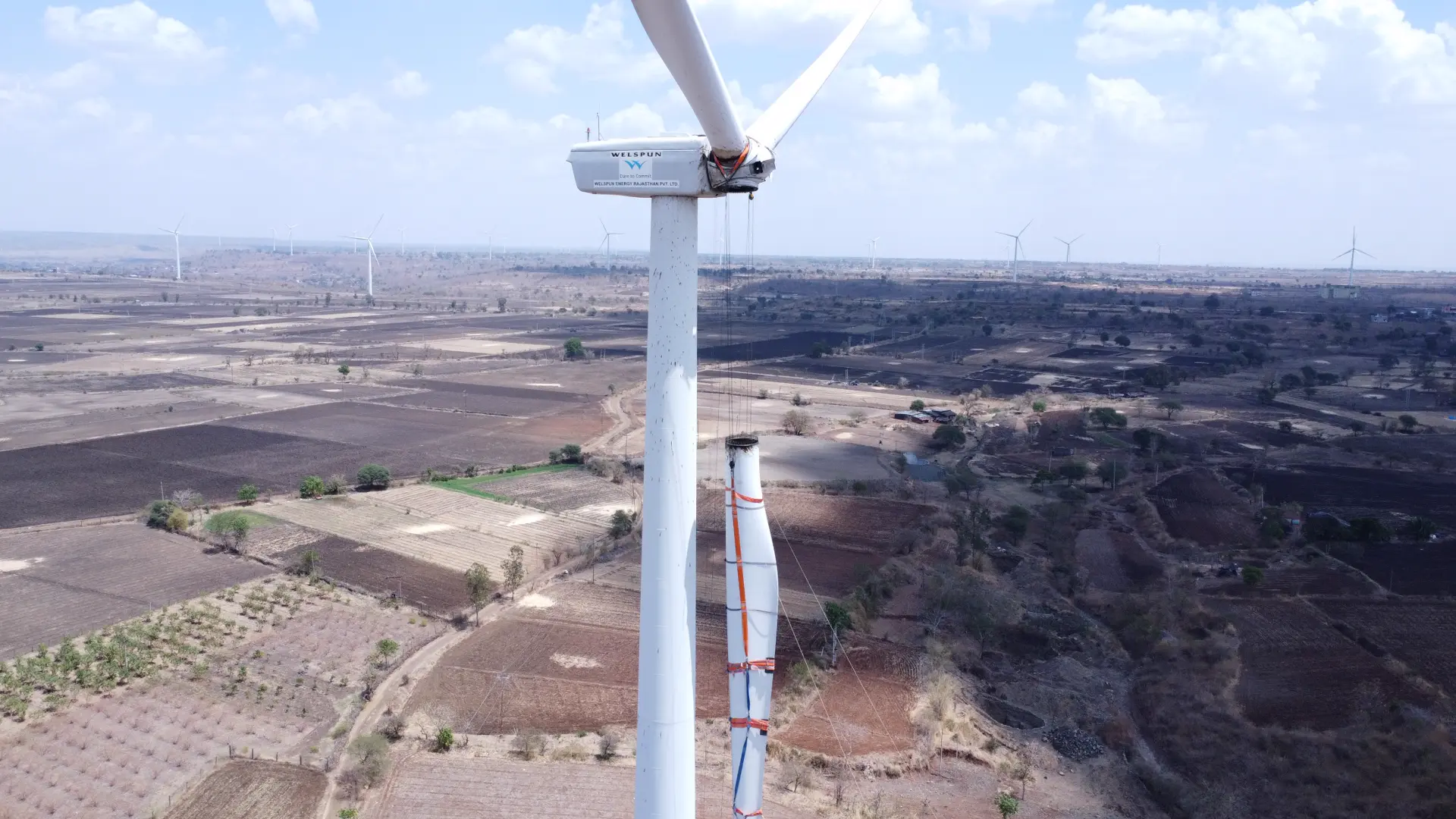 Wind farm in green field
